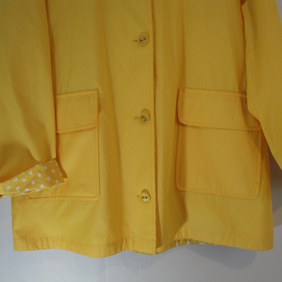 TALBOTS Rain Jacket Reversible XL Yellow Polka Dot - Picture 4 of 8